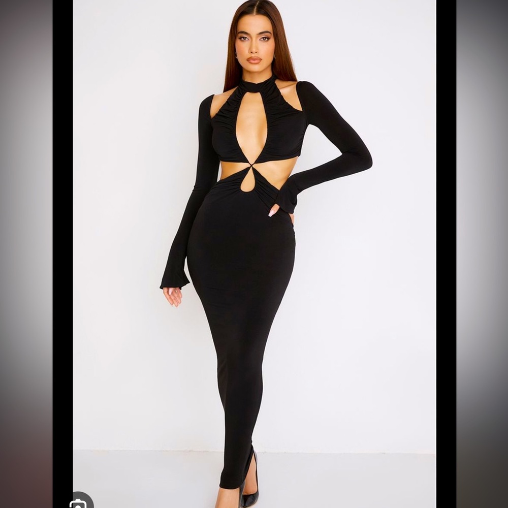 House of CB Black Jersey Maxi Cut-out Dress